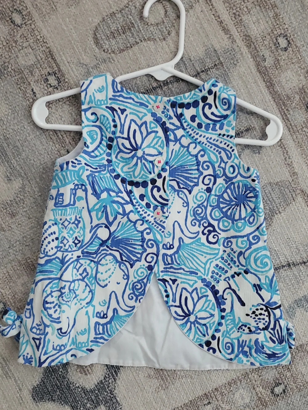 Lilly Pulitzer Baby Girls Blue Coastal Shift Dress Sz6-12m